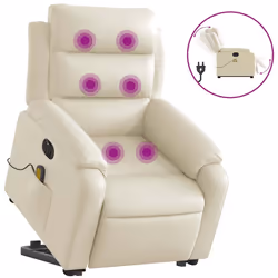 Poltrona Alzapersona Elettrica Reclinabile Crema in Similpellecod mxl 109070 - Vista aggiuntiva 2