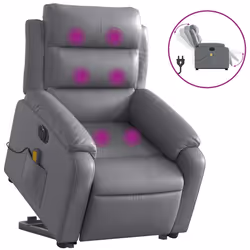 Poltrona Alzapersona Elettrica Reclinabile Grigio in Similpellecod mxl 109074 - Vista aggiuntiva 2