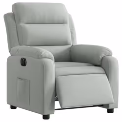 Poltrona Elettrica Reclinabile Grigio Chiaro in Vera Pellecod mxl 108864 - Vista aggiuntiva 3