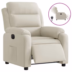 Poltrona Elettrica Reclinabile Crema in Vellutocod mxl 108845 - Vista aggiuntiva 2