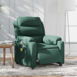 vidaXL Poltrona Massaggiante Reclinabile Elettrica Verde Scuro Velluto