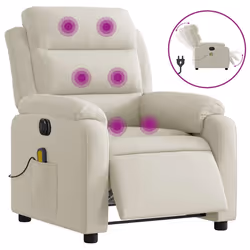 Poltrona Massaggiante Reclinabile Elettrica Crema Vellutocod mxl 85376 - Vista aggiuntiva 2