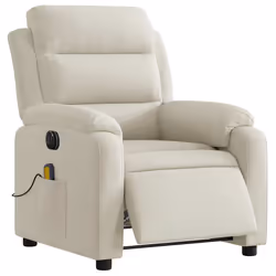 Poltrona Massaggiante Reclinabile Elettrica Crema Vellutocod mxl 85376 - Vista aggiuntiva 3