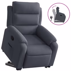 Poltrona Alzapersona Reclinabile Grigio Scuro in Vellutocod mxl 108852 - Vista aggiuntiva 2