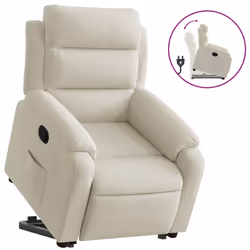 Poltrona Alzapersona Reclinabile Crema in Vellutocod mxl 84894 - Vista aggiuntiva 2