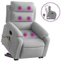 Poltrona Alzapersona Reclinabile Grigio Chiaro in Vellutocod mxl 84899 - Vista aggiuntiva 2