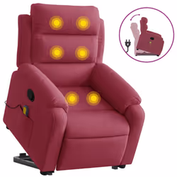 Poltrona Alzapersona Massaggio Reclinabile Rosso Vino Vellutocod mxl 84897 - Vista aggiuntiva 2