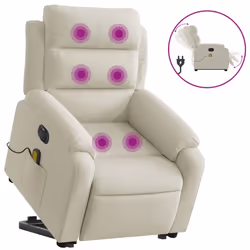Poltrona Alzapersona Massaggiante Elettrica Crema Vellutocod mxl 85378 - Vista aggiuntiva 2