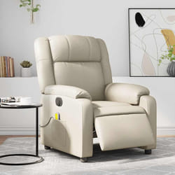 vidaXL Poltrona Massaggiante Elettrica Reclinabile Crema Similpelle