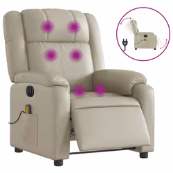 vidaXL Poltrona Massaggiante Elettrica Reclinabile Crema Similpelle - Vista aggiuntiva 2