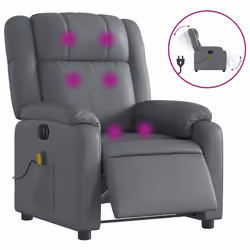 vidaXL Poltrona Massaggiante Elettrica Reclinabile Grigio Similpelle - Vista aggiuntiva 2