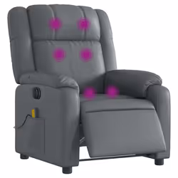 vidaXL Poltrona Massaggiante Elettrica Reclinabile Grigio Similpelle - Vista aggiuntiva 3