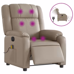 Poltrona Reclinabile Massaggio Elettrica Cappuccino Similpellecod mxl 108914 - Vista aggiuntiva 2