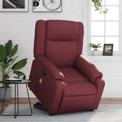 Poltrona Alzapersone Massaggi Reclinabile Rosso Vino Similpelle vidaXL64993