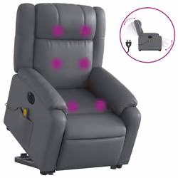 Poltrona Alzapersona Elettrica Reclinabile Grigio in Similpellecod mxl 85150 - Vista aggiuntiva 2