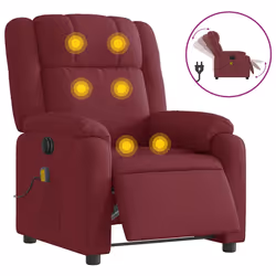 vidaXL Poltrona Massaggiante Reclinabile Elettrica Rosso Vino Tessuto - Vista aggiuntiva 2