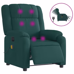 Poltrona Massaggiante Reclinabile Elettrica Verde Scuro Tessutocod mxl 109272 - Vista aggiuntiva 2