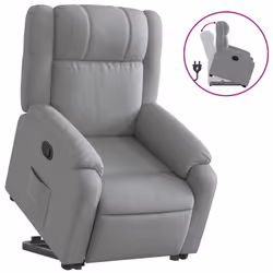 vidaXL Poltrona Alzapersona Reclinabile Grigio Chiaro in Tessuto - Vista aggiuntiva 2