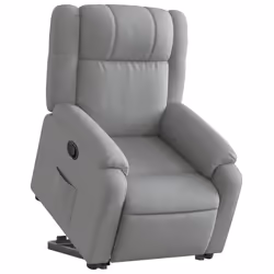 vidaXL Poltrona Alzapersona Reclinabile Grigio Chiaro in Tessuto - Vista aggiuntiva 3
