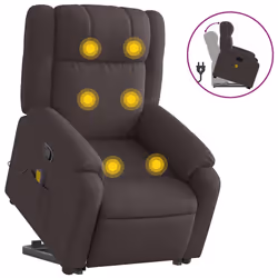 Poltrona Alzapersona Massaggi Reclinabile Marrone Scuro Tessutocod mxl 109274 - Vista aggiuntiva 2