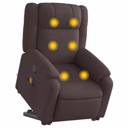 Poltrona Alzapersona Massaggi Reclinabile Marrone Scuro Tessutocod mxl 109274 - Vista aggiuntiva 3