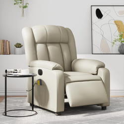 Poltrona Massaggiante Elettrica Reclinabile Crema Similpellecod mxl 85088