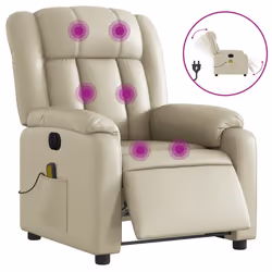 Poltrona Massaggiante Elettrica Reclinabile Crema Similpellecod mxl 85088 - Vista aggiuntiva 2