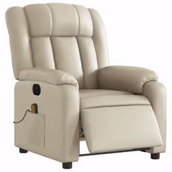 Poltrona Massaggiante Elettrica Reclinabile Crema Similpellecod mxl 85088 - Vista aggiuntiva 3