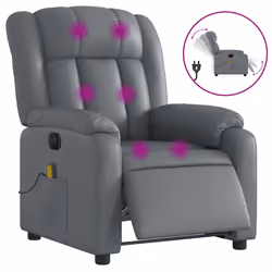 Poltrona Massaggiante Elettrica Reclinabile Grigio Similpellecod mxl 133020 - Vista aggiuntiva 2