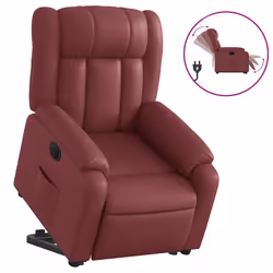 vidaXL Poltrona Alzapersona Reclinabile Rosso Vino in Similpelle - Vista aggiuntiva 2
