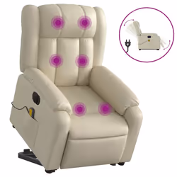 Poltrona Alzapersona Elettrica Reclinabile Crema in Similpellecod mxl 109077 - Vista aggiuntiva 2