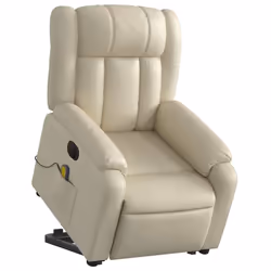 Poltrona Alzapersona Elettrica Reclinabile Crema in Similpellecod mxl 109077 - Vista aggiuntiva 3