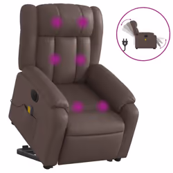 Poltrona Alzapersona Elettrica Reclinabile Marrone Similpellecod mxl 85115 - Vista aggiuntiva 2