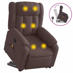Poltrona Alzapersona Massaggi Reclinabile Marrone Scuro Tessutocod mxl 132852 - Vista aggiuntiva 2