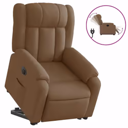 Poltrona Alzapersona Reclinabile Elettrica Marrone Tessutocod mxl 133316 - Vista aggiuntiva 2