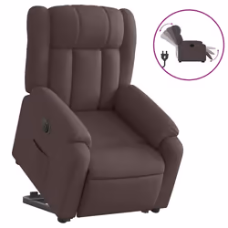 vidaXL Poltrona Alzapersona Reclinante Elettrica Marrone Scuro Tessuto - Vista aggiuntiva 2