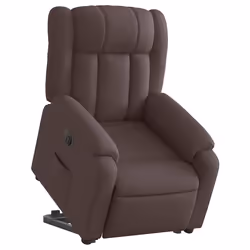vidaXL Poltrona Alzapersona Reclinante Elettrica Marrone Scuro Tessuto - Vista aggiuntiva 3