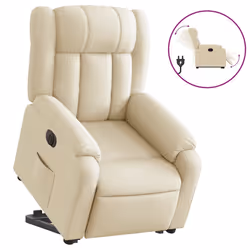 Poltrona Alzapersona Reclinabile Elettrica Crema in Tessutocod mxl 85379 - Vista aggiuntiva 2