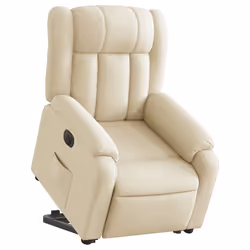 Poltrona Alzapersona Reclinabile Elettrica Crema in Tessutocod mxl 85379 - Vista aggiuntiva 3