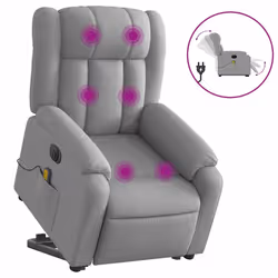 Poltrona Alzapersona Massaggi Elettrica Grigio Chiaro Tessutocod mxl 132999 - Vista aggiuntiva 2