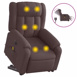 Poltrona Alzapersona Massaggio Elettrica Marrone Scuro Tessutocod mxl 109038 - Vista aggiuntiva 2