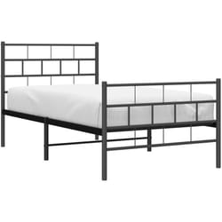 Giroletto con Testiera e Pediera Metallo Nero 100x190 cm Vidaxl