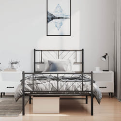 vidaXL Giroletto con Testiera e Pediera Metallo Nero 100x190 cm