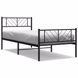 vidaXL Giroletto con Testiera e Pediera Metallo Nero 100x190 cm - Vista aggiuntiva 2