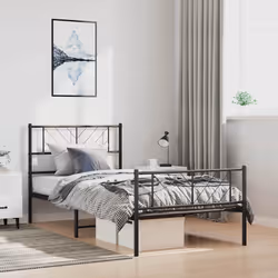 vidaXL Giroletto con Testiera e Pediera Metallo Nero 100x190 cm - Vista aggiuntiva 3