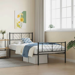 Giroletto con Testiera e Pediera Metallo Nero 100x200 cmcod mxl 130838