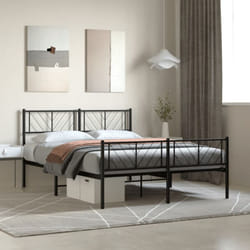 Giroletto con Testiera e Pediera Metallo Nero 120x190 cm Vidaxl 73171