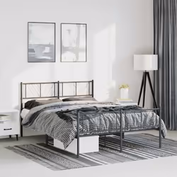 Giroletto con Testiera e Pediera Metallo Nero 135x190 cmcod mxl 82924 - Vista aggiuntiva 3