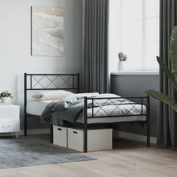 Giroletto con Testiera e Pediera Metallo Nero 75x190 cm Vidaxl 56648