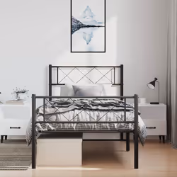 Giroletto con Testiera e Pediera Metallo Nero 100x200 cmcod mxl 82575 - Vista aggiuntiva 3